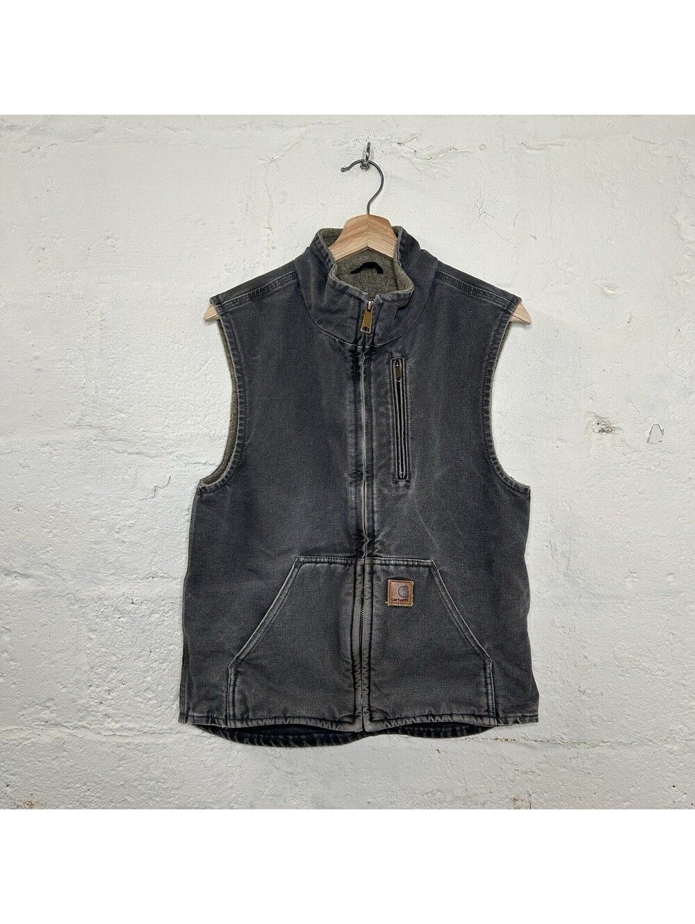 Vintage Carhartt Sherpa-Lined Mock-Neck Vest “Gravel Grey”
